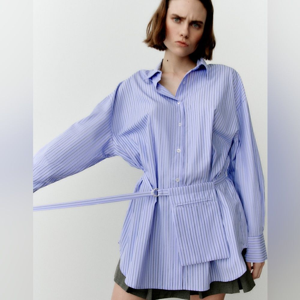 Zara Shirt Striped with Detachable Bag New - Picture 11 of 11